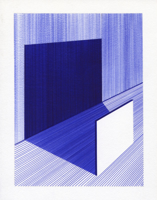 Charles Laib Bitton, Un Carré et son Ombre, 2013, Encre sur papier, 14x18cm