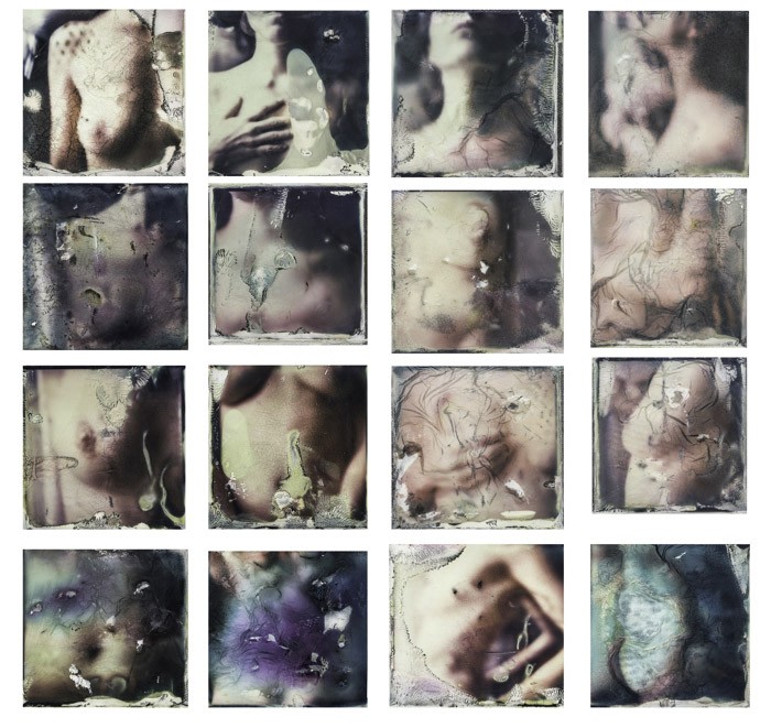 Margherita Chiarva, Transfert TR 0 (Composition of a woman), 2015, 22 x 22 cm each (16 frames) total 90 x 90cm