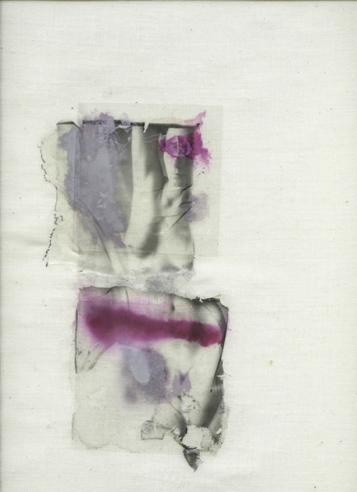 Margherita Chiarva, Untitled Transfert TR 12, polaroid transfert on cotton, gauze fabric, mixed with tempera and ink, 40 x 50cm