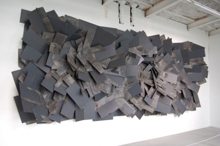 Alan Goulbourne, Slate Relief, 2010, natural and mixed slates, 735 x 305 x 61cm