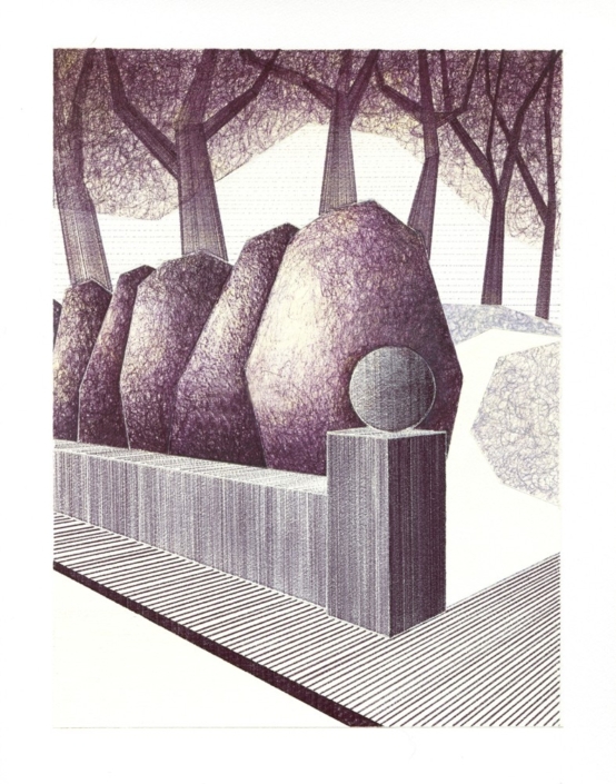 Charles Laib Bitton , La Résidence, 2014, Ink on Paper, 14x18cm