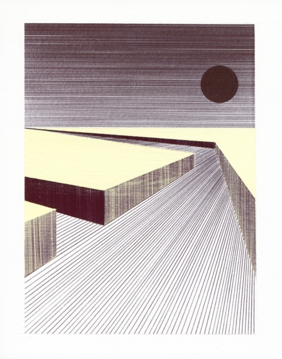 Charles Laib Bitton , Paysage Abstrait, 2013, Ink on Paper, 14x18cm